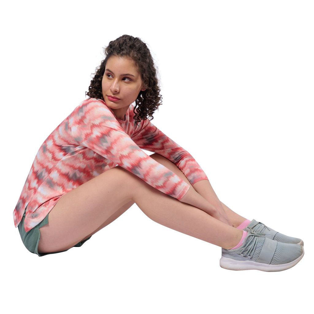 DOMIN8 Women's Tie & Dye printed raglan Full sleeve Asymmetrical Top