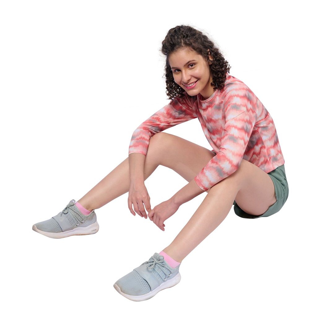 DOMIN8 Women's Tie & Dye printed raglan Full sleeve Asymmetrical Top