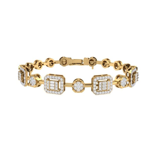Diamond Station Bracelet | Gold and Diamond Stacking Bangle | Liven – Liven  Company