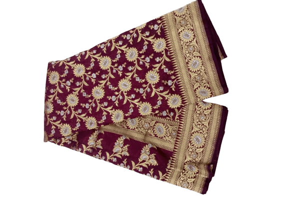 Purple Banarasi Handloom Satin Silk Saree