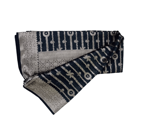 Dark Green With Silver Designer Cotton Saree