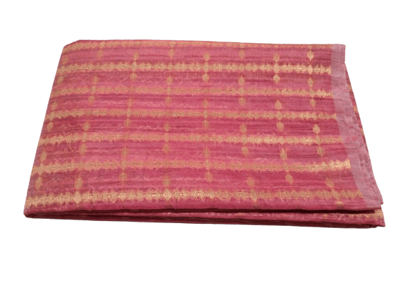 Red Pink Printed Tussar Saree