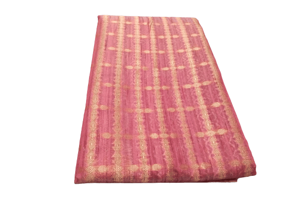 Red Pink Printed Tussar Saree