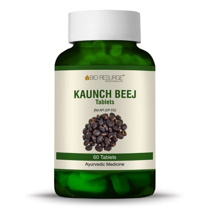 Bio Resurge Ayurvedic Medicine | Kaunch Beej (Mucuna pruriens) Herbal Supplement | Black Kaunch Seeds | 750mg (60 Tables)