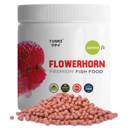 Tunai Premium Fish Food for Flowerhorn | 55% Protein | Formulated Taiwan for Better Growth of Hump and Color (100g - 3MM Pellets)
