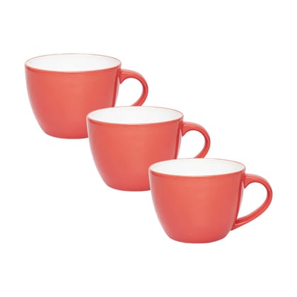 Femora Indian Ceramic Jumbo Coffee Mug Soup Mug Maggie Mug - 400ML - Microwave Safe & Freezer Safe, Set of 3
