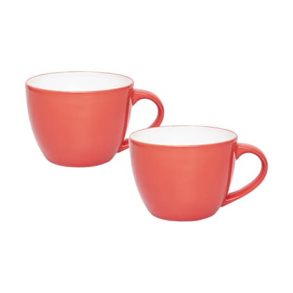 Femora Indian Ceramic Jumbo Coffee Mug Soup Mug Maggie Mug - 400ML - Microwave Safe & Freezer Safe, Set of 2