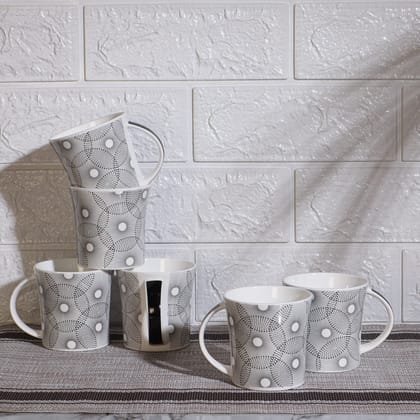 Femora Desh ki Mitti Fine Bone China Charcoal Grey Tea Cups, Set of 6 pcs, 160 ML