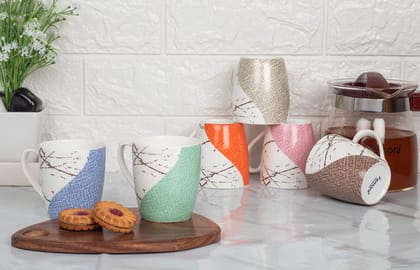 Femora Indian Multi Color Ceramic Tea Cup, Coffee Mugs, Set of 6 Pcs, 160 ML
