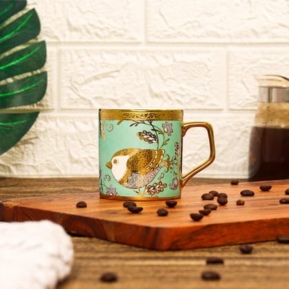 Femora Ceramic Goldcrest Green Tea Mugs, Ceramic Tea Cups, Coffee Mugs (180 ml, Golden) - 6 Pcs Set