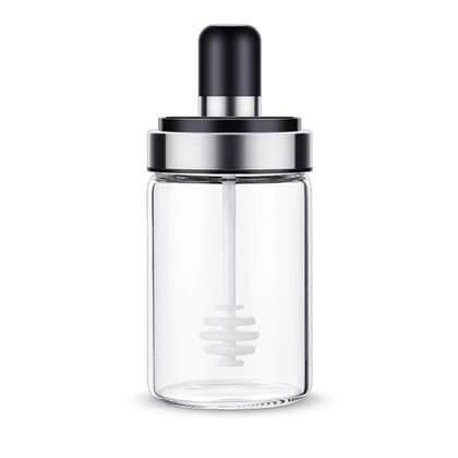 Femora Borosilicate Glass Food Storage Honey Jar with Dipper - 250ml, Set of 4