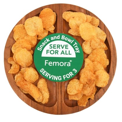 Femora Round Wooden Serving Platter for Parties & Movies, 1 pc, 10 Inch (25 * 25 CM) 1 Year Warranty.