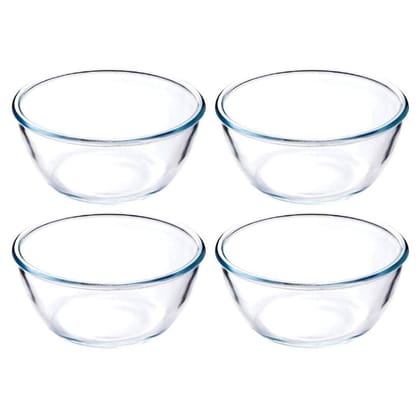 Femora Borosilicate Glass Solid Microwave Safe All-Purpose Mixing Bowl (3600 ml) - Set of 4