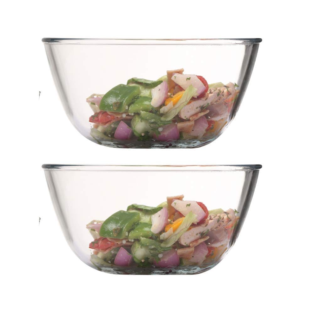 Femora Borosilicate Glass Microwave Safe All-Purpose Mixing Bowl,1050 ML, Set of 2