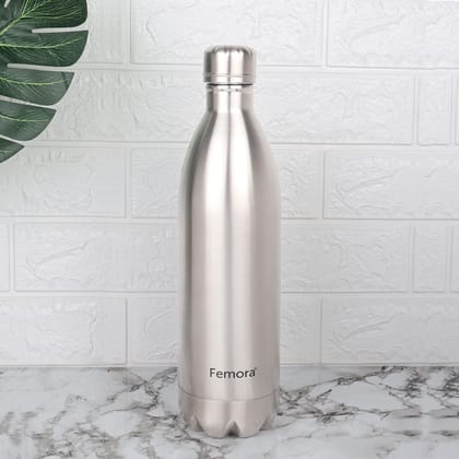 Femora Everest Stainless Steel Double Walled Flask Bottle, Hot and Cold, 500ml, 1 Piece, Silver