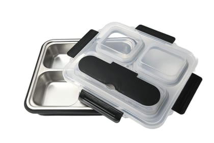 Femora High Stainless Steel, 3 Compartment Container Lunch Box for Office-College-School - (3 Pots)�