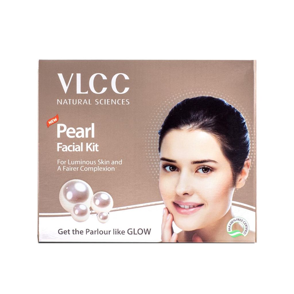 VLCC Pearl Facial Kit - 60 g | Luminous and Radiant Skin | At Home Facial with Pearl Extracts, Sandalwood, Turmeric & Aloe Vera | Tan Removal Facial Kit.