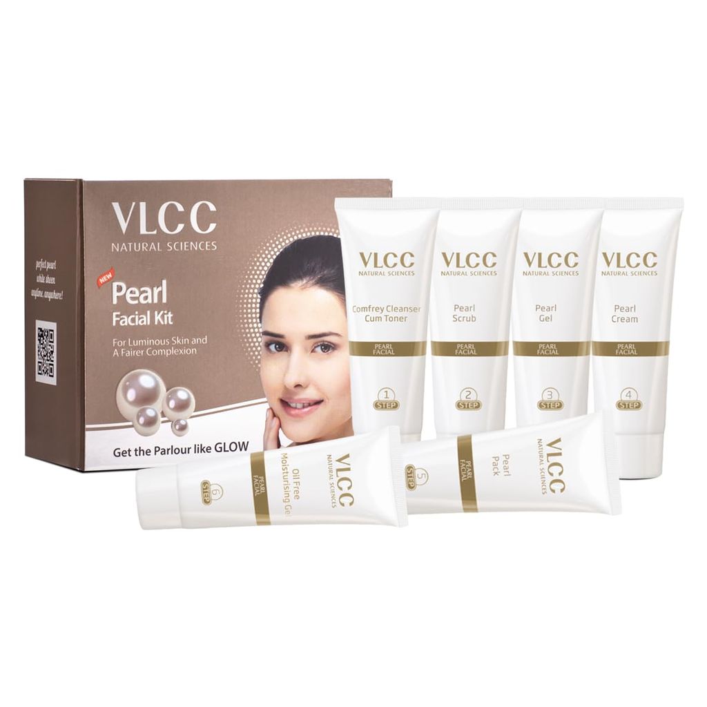 VLCC Pearl Facial Kit - 60 g | Luminous and Radiant Skin | At Home Facial with Pearl Extracts, Sandalwood, Turmeric & Aloe Vera | Tan Removal Facial Kit.