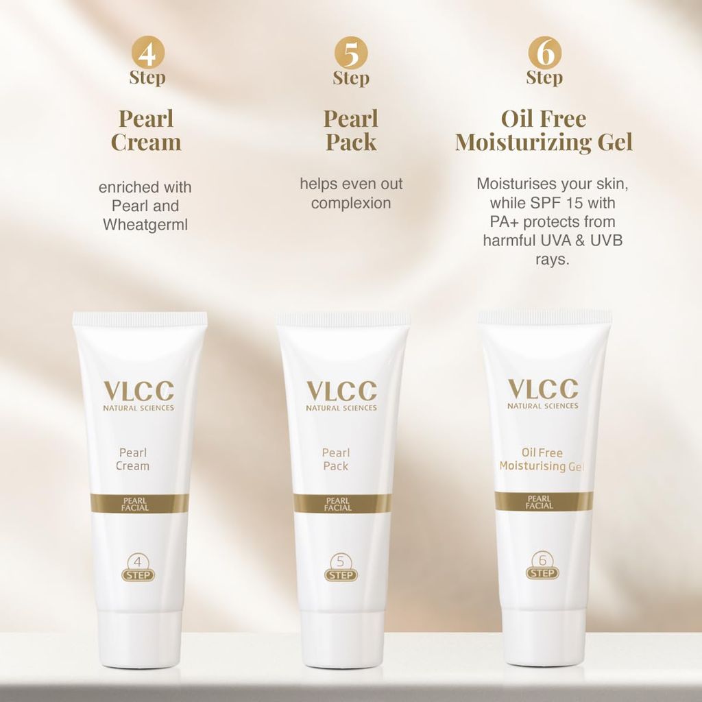 VLCC Pearl Facial Kit - 60 g | Luminous and Radiant Skin | At Home Facial with Pearl Extracts, Sandalwood, Turmeric & Aloe Vera | Tan Removal Facial Kit.
