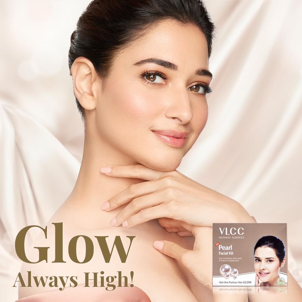 VLCC Pearl Facial Kit - 60 g | Luminous and Radiant Skin | At Home Facial with Pearl Extracts, Sandalwood, Turmeric & Aloe Vera | Tan Removal Facial Kit.