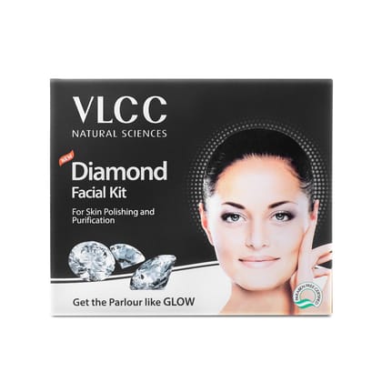 VLCC Diamond Facial Kit -60g- Skin purifying with Parlour Glow. With Colloidal Diamond, Jojoba Oil, Olive Oil & Aloe Vera.