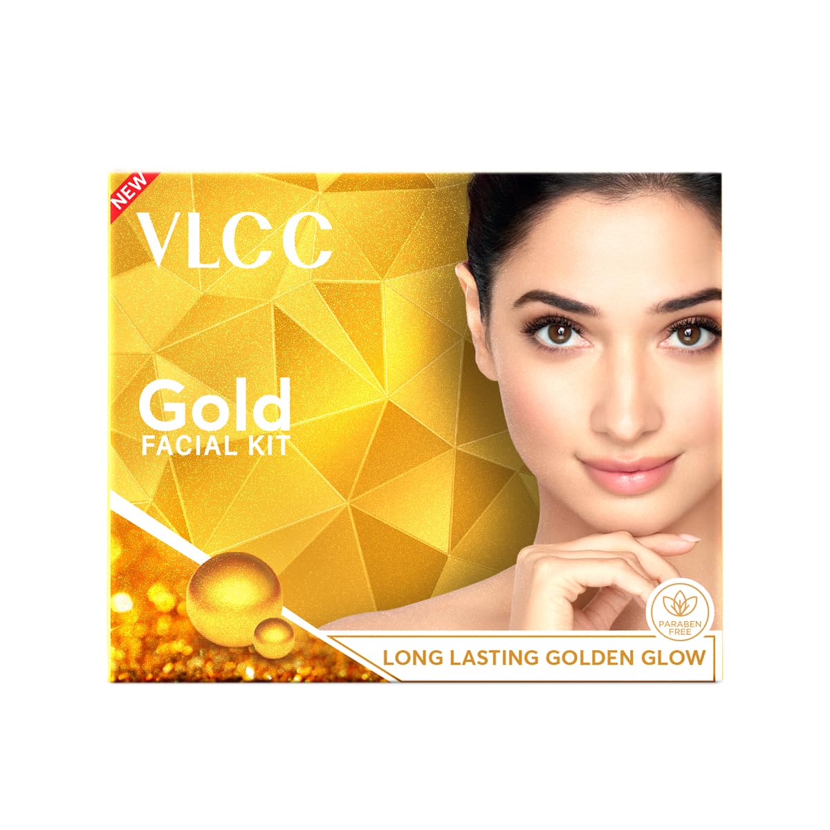 VLCC Gold Facial Kit, Bright & glowing skin - 60g - Parlour Glow with 24K Gold Bhasma, Rose Extracts, Turmeric & Aloe Vera.