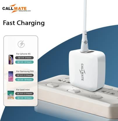 Callmate 15 W 2.4 A Multiport Mobile Charger with Detachable Cable (White)