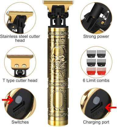 Rapid Professional Vintage T99 Rechargeable Cordless Beard Trimmer KE91 (Metal) Trimmer 45 min Runtime 4 Length Settings  (Gold)