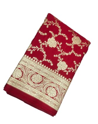 Printed Bollywood Cotton Blend Newly Design Red Saree