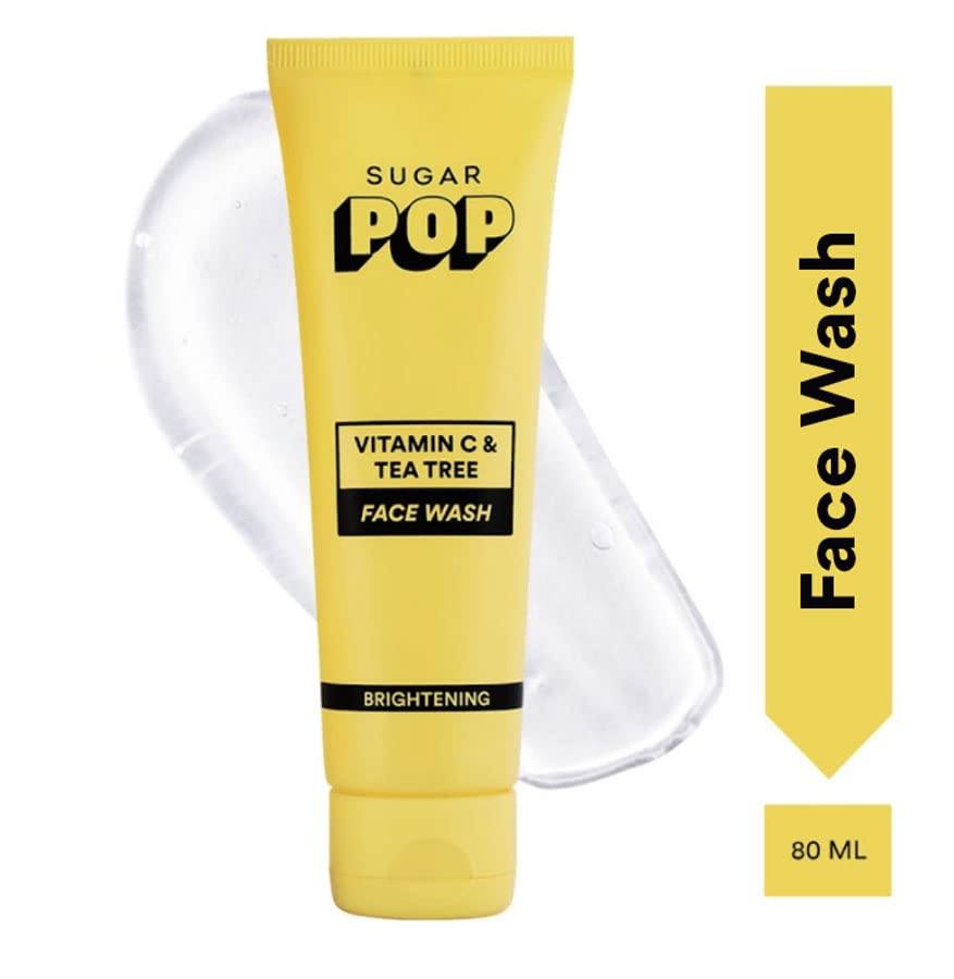 SUGAR POP Women Vitamin C & Tea Tree Face Wash-Gentle Care Infused With Turmeric Extracts,Bitter Melon Fruit & Glow-Boosting For Skin Brightening, Oil Control Formula For Deep Cleansing The Skin 80 Ml