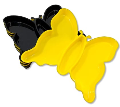 Inpro Stylish Plastic Plates in 3 Yellow & 3 Black Color for Serving Snacks / Kitchen crockery / pasta plate / Half plate-Plastic Snacks plates Inpro Stylish Plastic Plates in 3 Yellow & 3 Black Color for Serving Snacks / Kitchen crockery / pasta plate / Half plate-Plastic Snacks plates