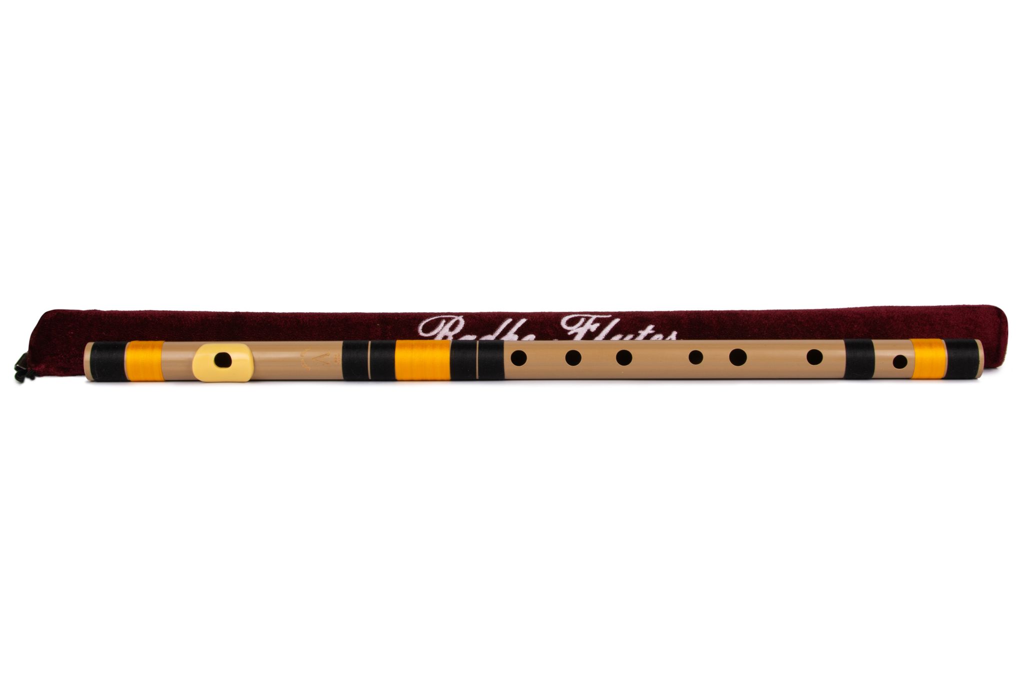 Radhe Flutes PVC Fiber A Natural Bansuri Base Octave RIGHT Handed With VELVET COVER
