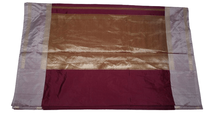 Tussar Silk Handloom Saree Double Sided Temple Border Woven Pallu