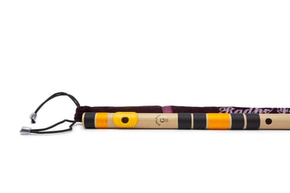 Radhe Flutes PVC Fiber G Natural Bansuri Base Octave LEFT Handed With VELVET COVER