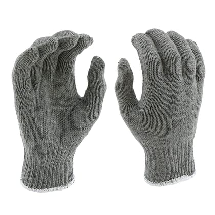 Solance Unisex Reusable Washable Knitted Cotton Safety Hand Gloves Free Size (Pack of 12) Grey