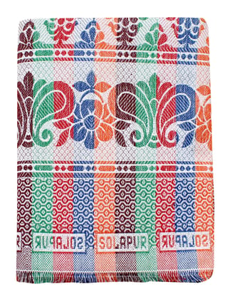 Mandhania Delux Quality Solapur Chaddar 100% Cotton Dailyuse Single Bed Blanket Pack of 1 Multicolor