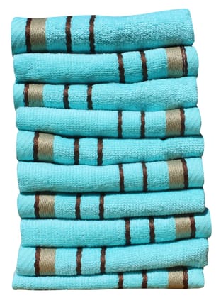 Mandhania Bitra 450 GSM Preimium Cotton Super Absorbent, Antibacterial Treatment Face Towels, 10x10 in Pack of 10 - Mint