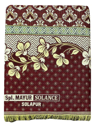 Solance Cotton Mayur Pankh Solapuri Chaddar (Extra Large Double, Maroon)