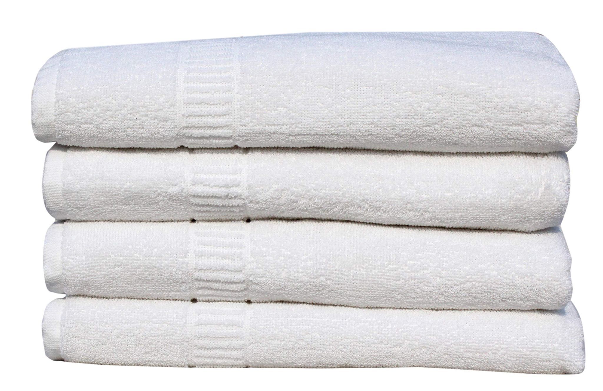 Mandhania Lovely White Cotton Bath Towels 400 GSM (28x57) Pack of 4