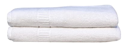 Mandhania Lovely White Cotton Bath Towels 400 GSM (28x57) Pack of 2