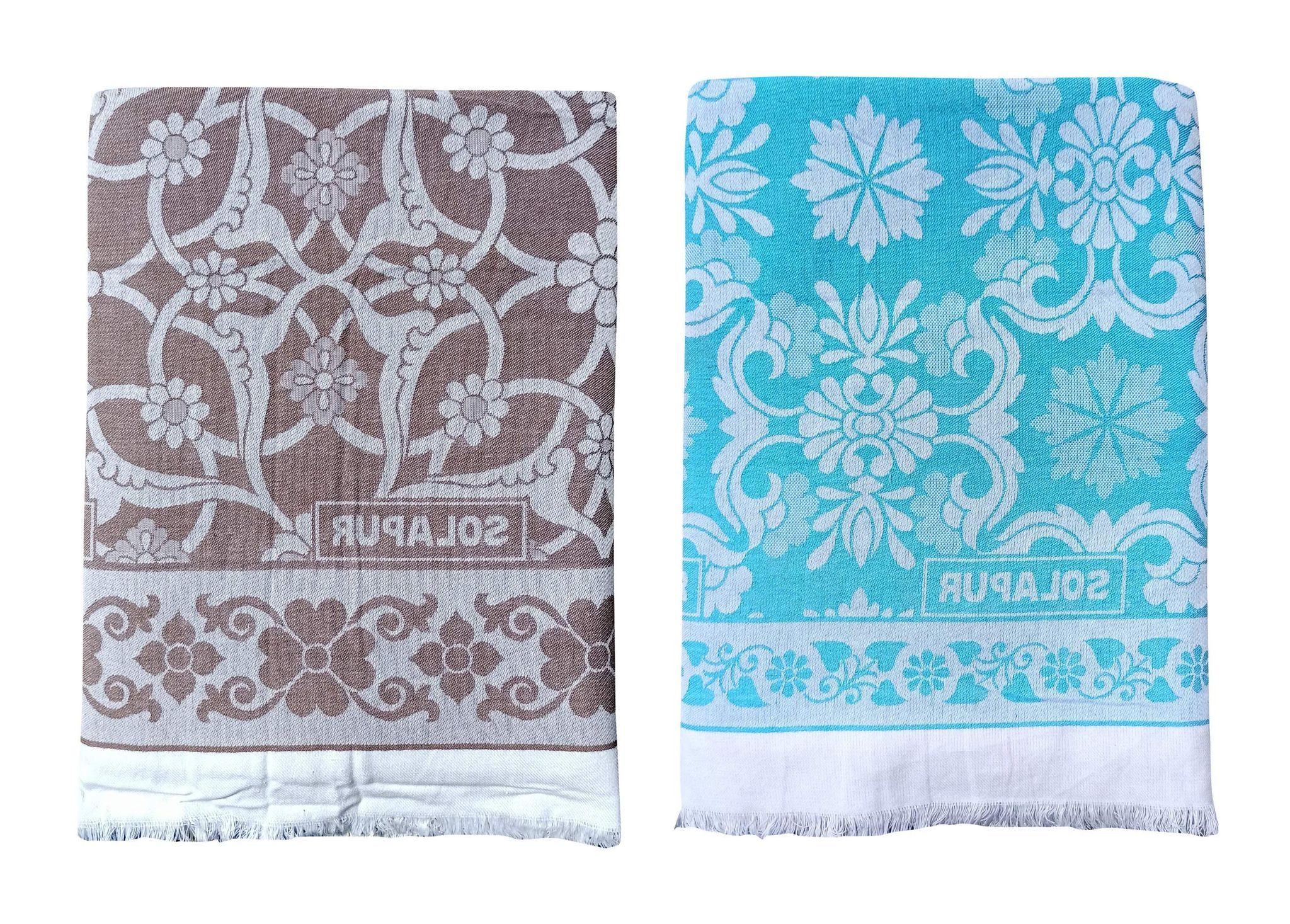 Mandhania Super Soft Premium Light Weight Solapur Cotton Daily Use Single Bed Blanket/Chaddar (205, Multicolour) - Pack of 2