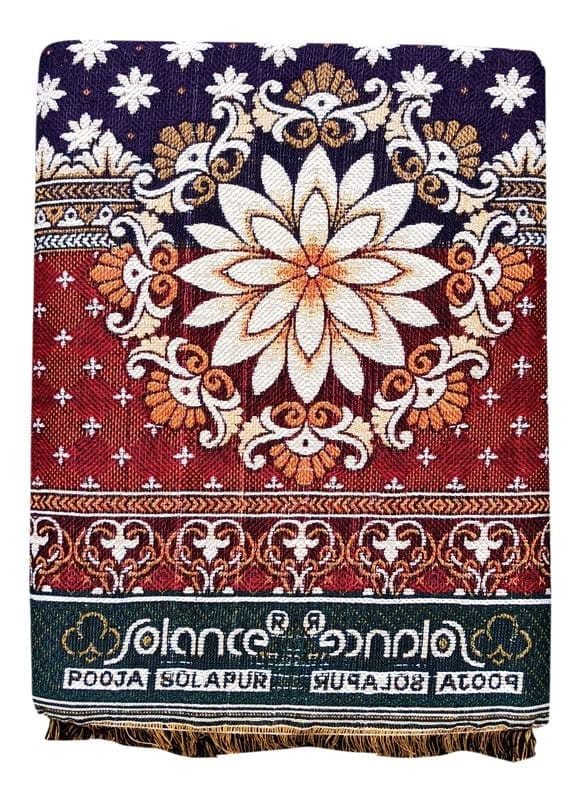 Solance by Mandhania Solapur Chaddar Cotton Blanket, Bed Sheet Single Bed Full Size Pack of 1 (PCSS101)