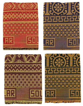 Mandhania Dollar Solapur Authentic Designed Cotton Daily Use Bed Chaddar Blanket, Multicolor, Single Size - Pack of 4