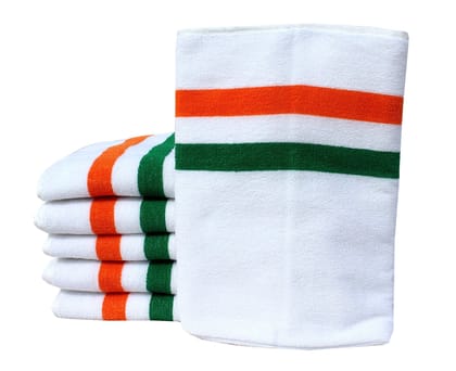 Mandhania Indian Tricolor Cotton Bath Towel 400 GSM (28x57) Pack of 6