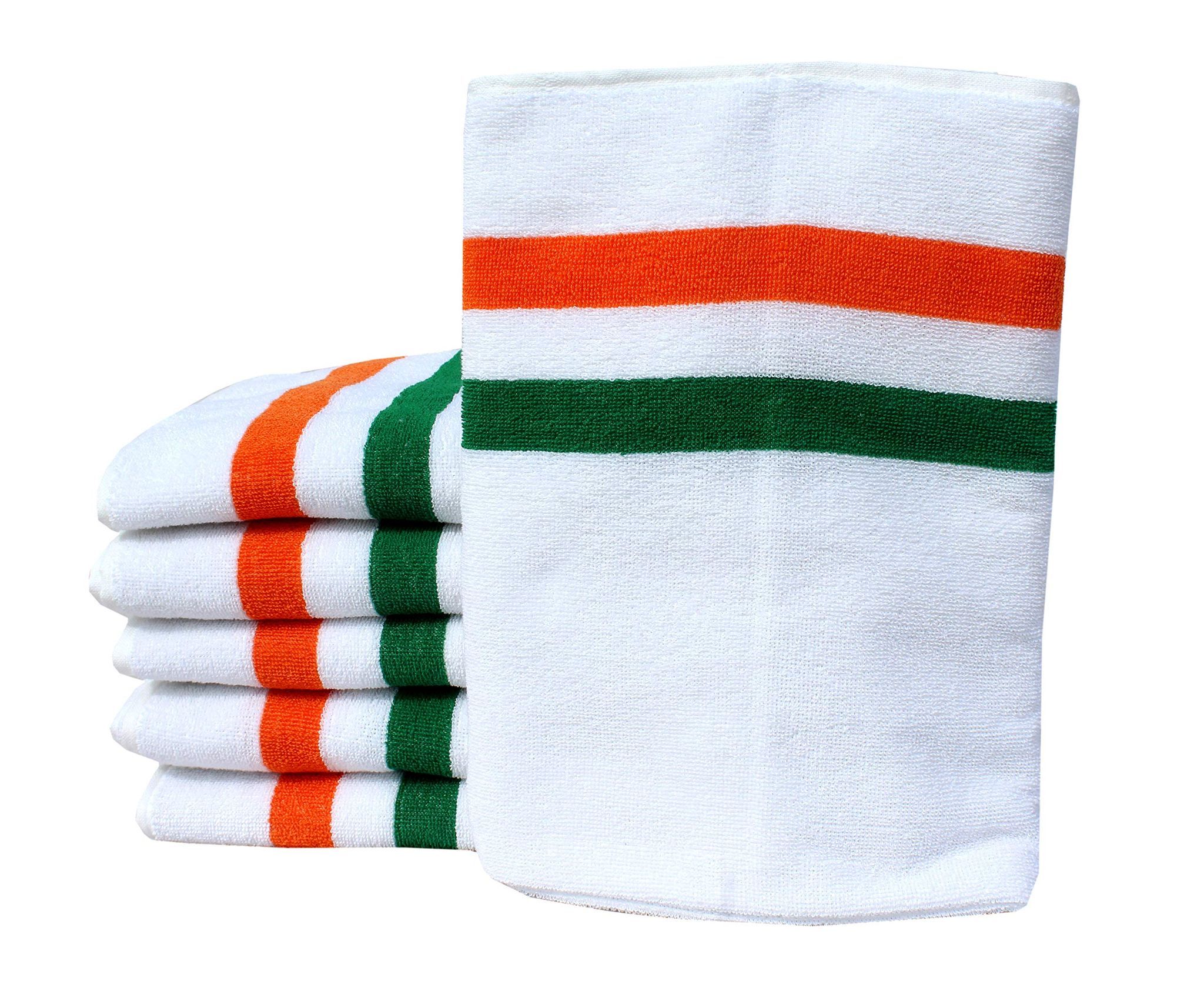 Mandhania Indian Tricolor Cotton Bath Towel 400 GSM (28x57) Pack of 6