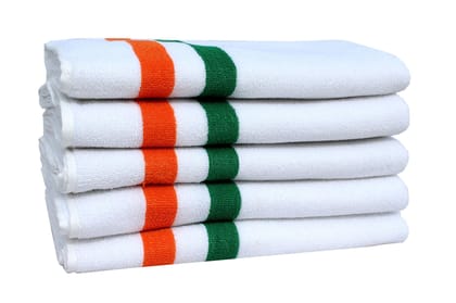 Mandhania Indian Tricolor Cotton Bath Towel 400 GSM (28x57) Pack of 5