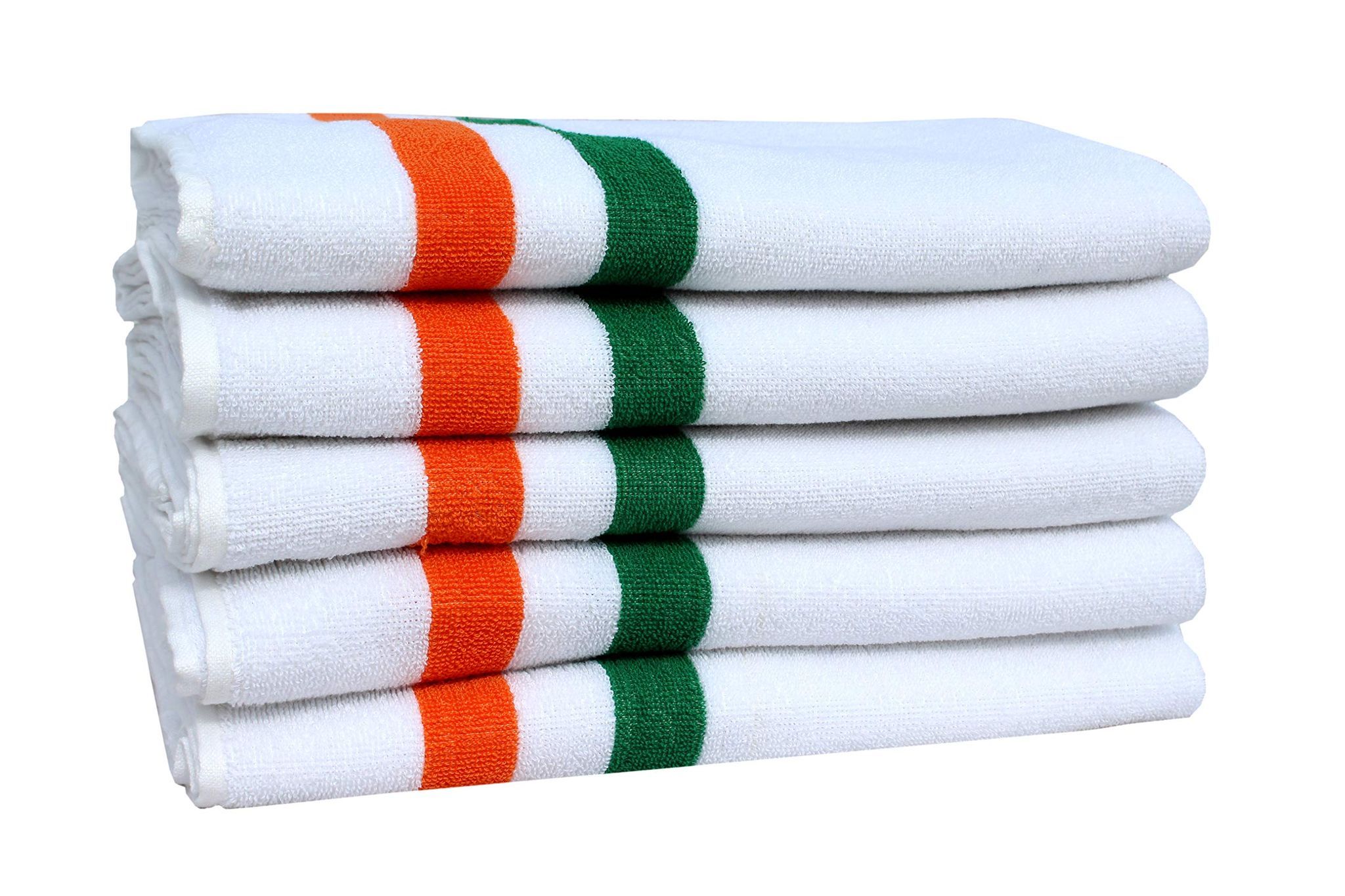 Mandhania Indian Tricolor Cotton Bath Towel 400 GSM (28x57) Pack of 5