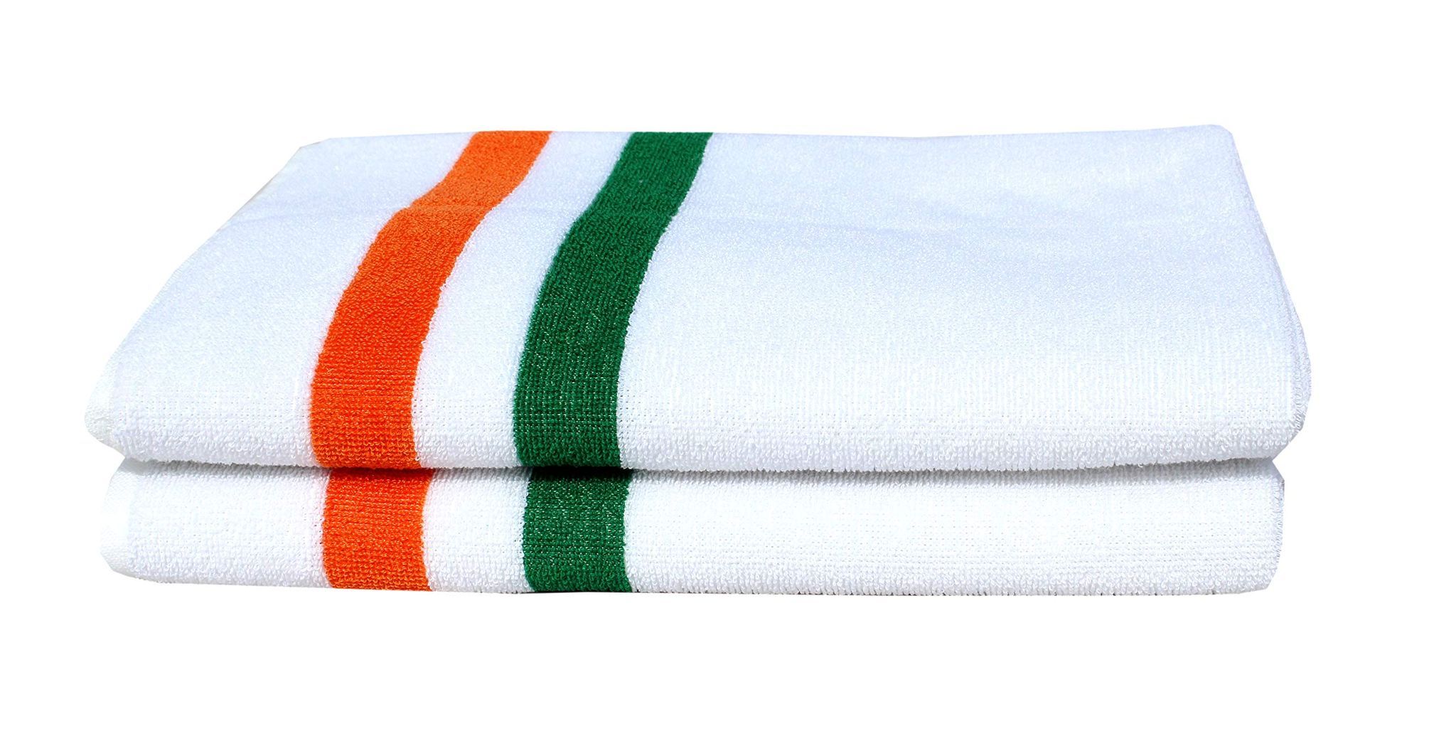 Mandhania Indian Tricolor Cotton Bath Towel 400 GSM (28x57) Pack of 2
