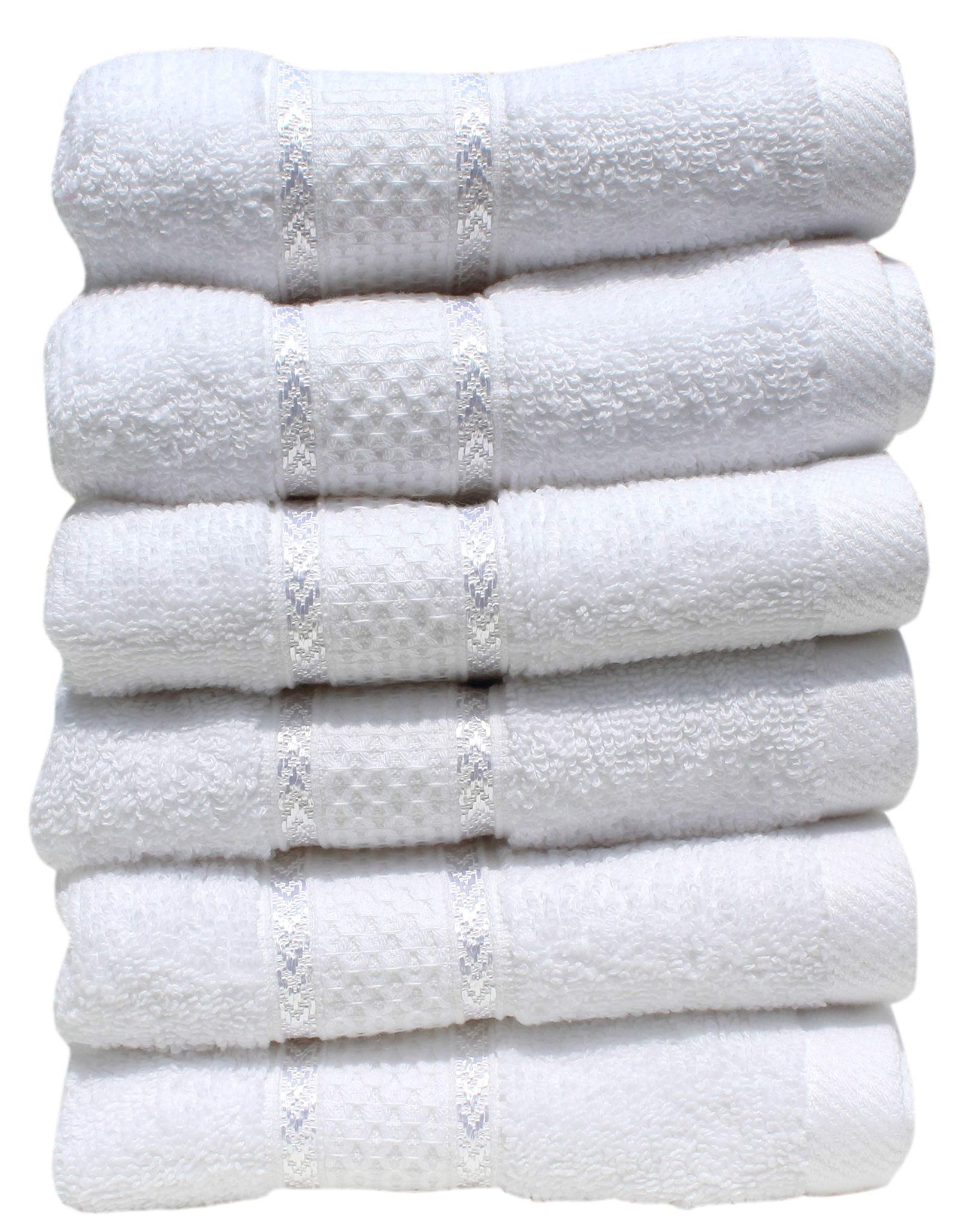 Mandhania Premium Cotton Hand Towels for Home, Hotel & Spa, Super Absorbent & Soft, Antibacterial 550 GSM White Cotton Hand Towels Pack of 6