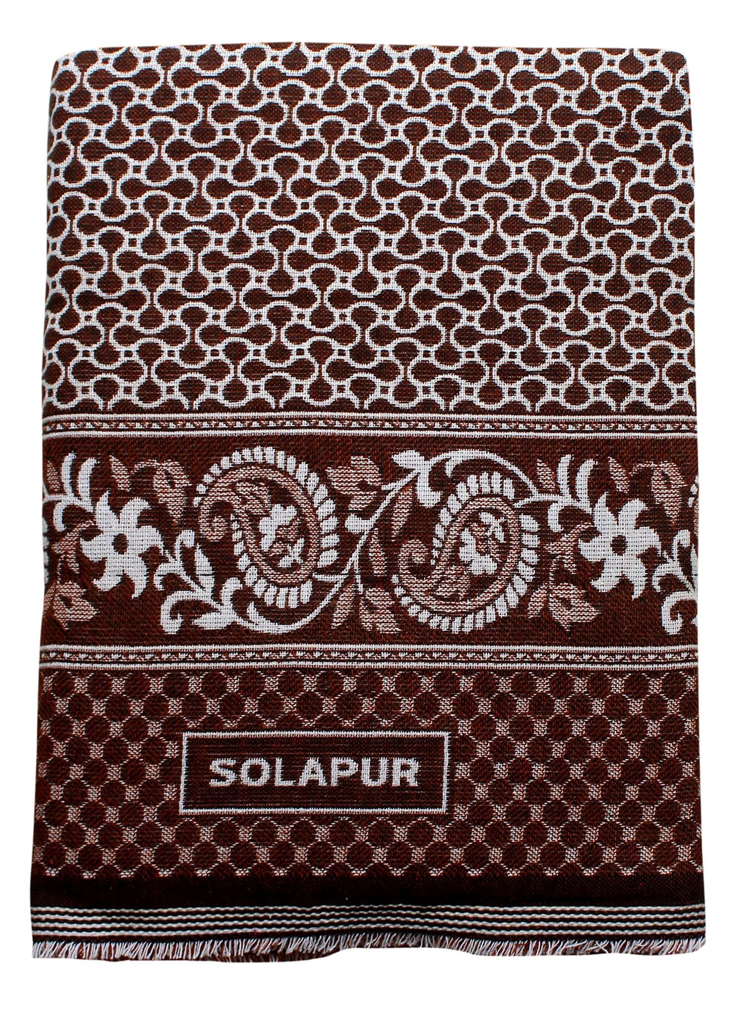 Mandhania Mayur Solapur Chaddar 100% Cotton Dailyuse Single Bed Blanket Pack of 1 Brown